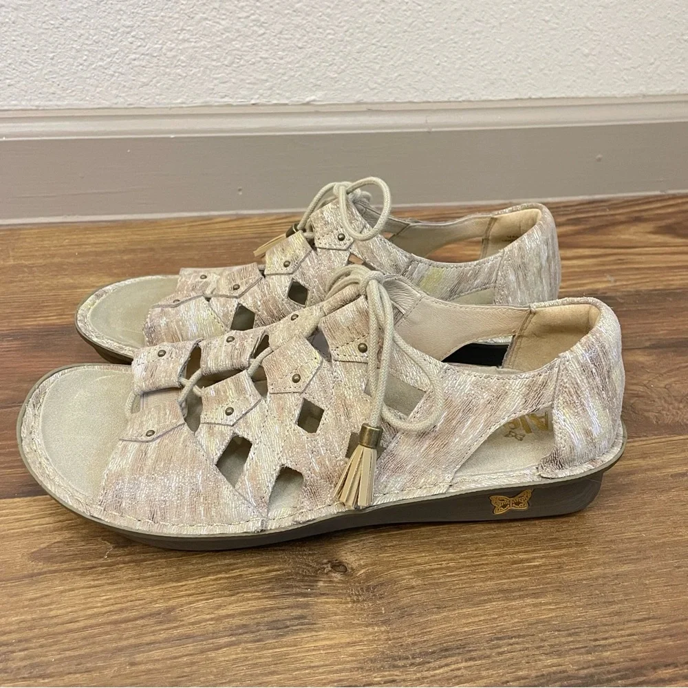 Alegría Sand Valerie Gladiator Lace Up Leather Sandals Size 39/9 - Picture 5 of 12